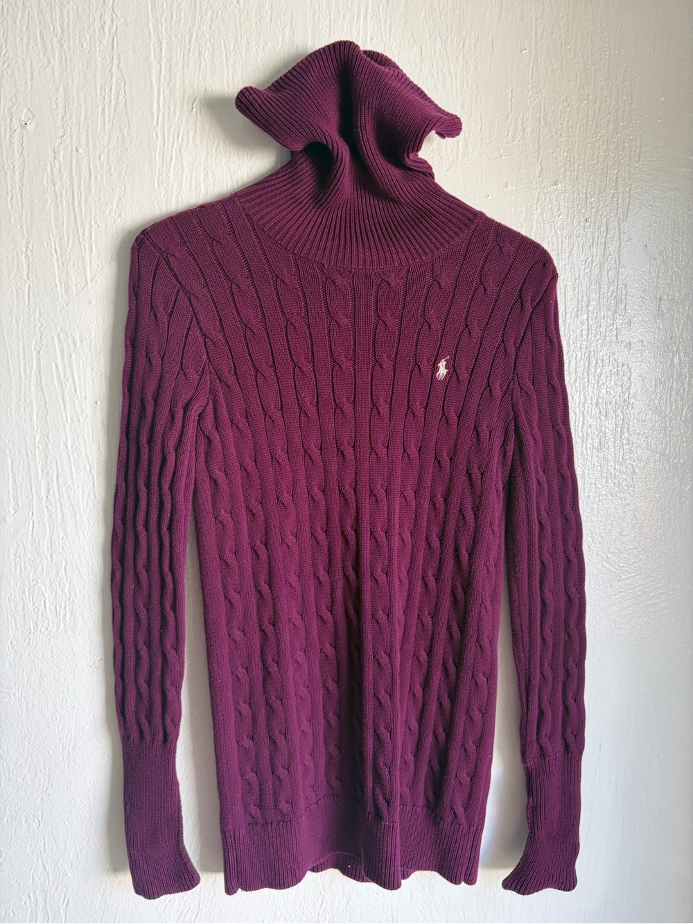 Ralph Lauren Cable Knit Turtleneck Sweater - Plum